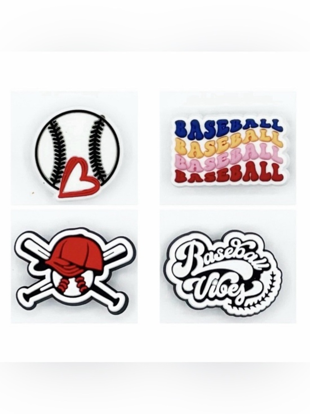 4 Pieces Baseball Sports Shoe Charms For Croc Shoes Ball Mitt Gloves Sport